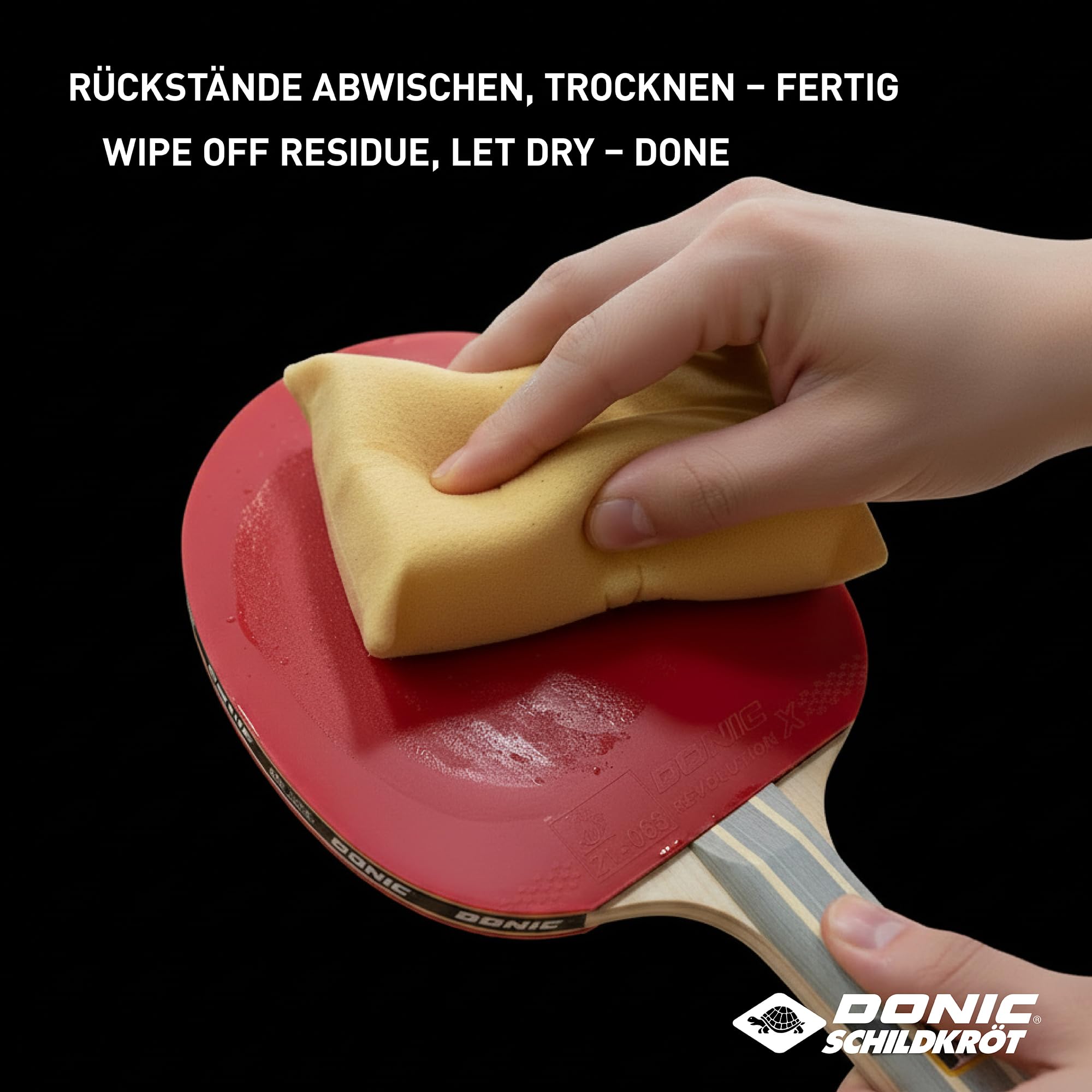 Schildkröt Donic-Schildkröt 828529 zestaw do czyszczenia tenisa stołowego, 100 ml, środek do czyszczenia nakładek w rozpylaczu z pompką i gąbką do czyszczenia, do odświeżania wykładzin rakietowych