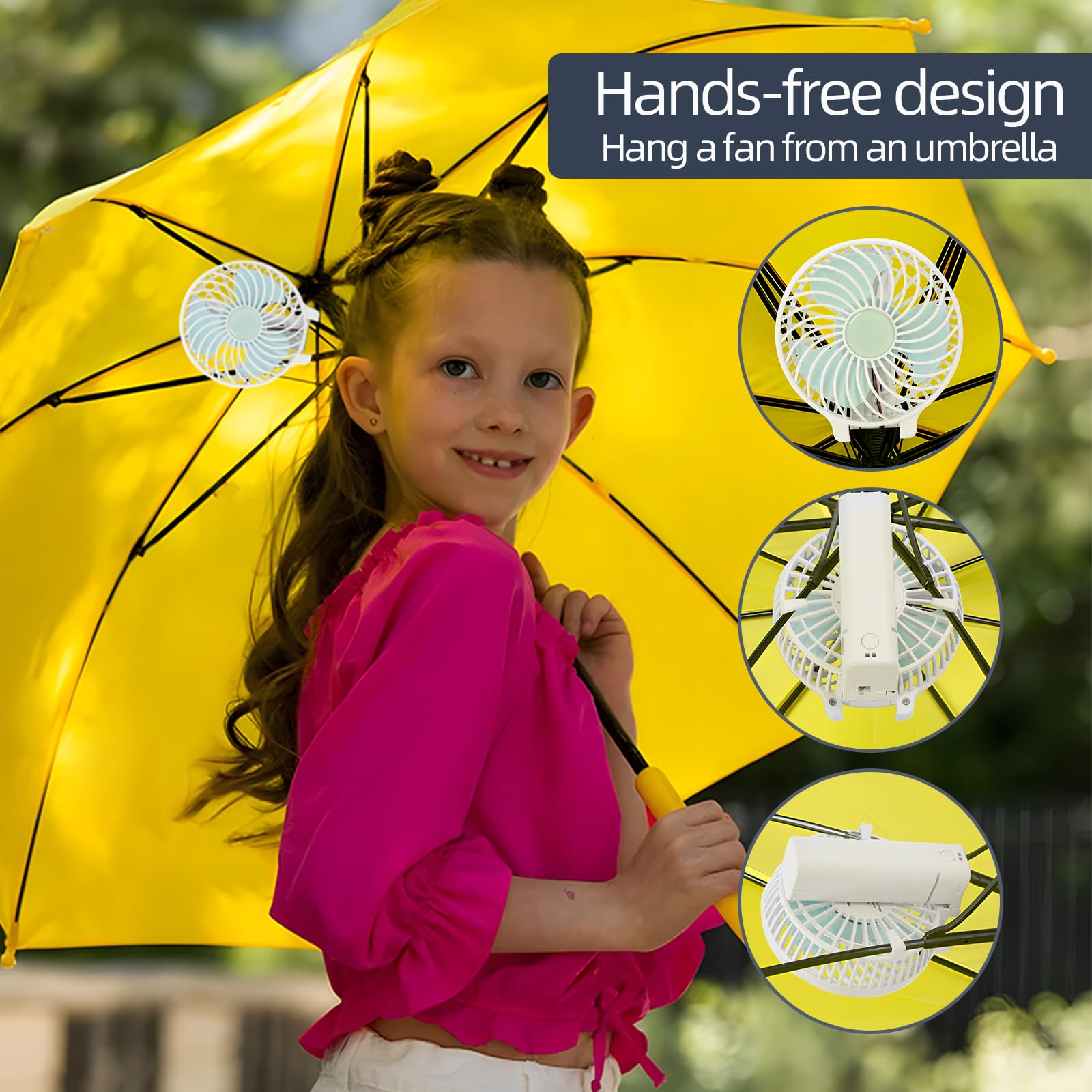 Jsdoin Ventilatore portatile, Ventilatore portatile ricaricabile tramite USB con mini ventilatore da tavolo pieghevole a 3 velocità Ventole silenziose per raffreddamento da tavolo per interni (Bianco)