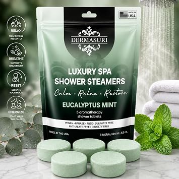 Shower Steamers Aromatherapy, Essential Oil Pods Infused for Relaxation, Shower Pods Aromatherapy - Calming, Stress Relief & Self Care Gifts for Women - Eucalyptus Mint
