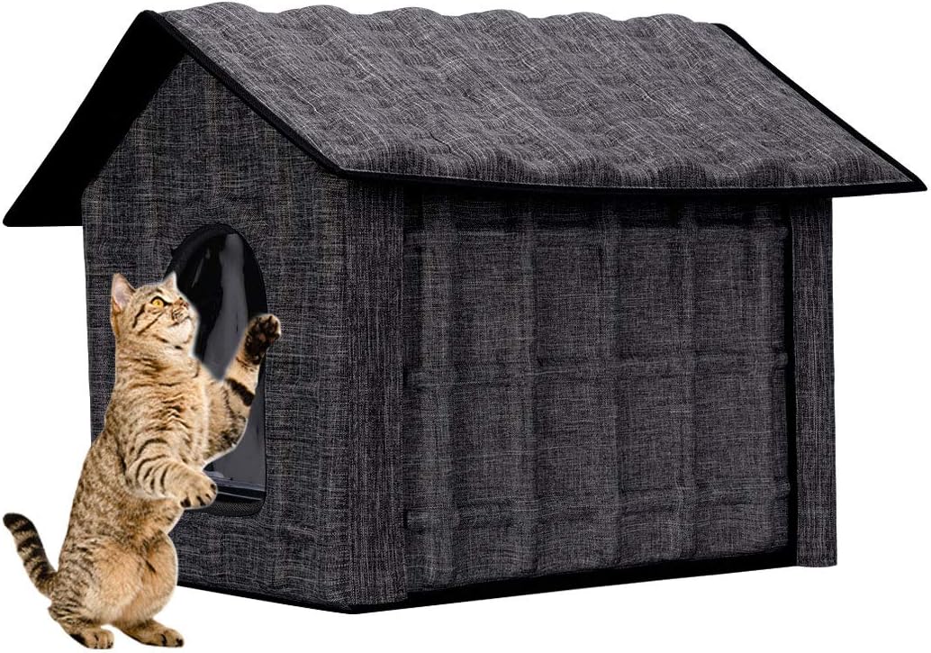 Gwell Cat House Cat Cave Stable Winter Proof Foldable Cat House Pet House with Removable Mattress Soft Warm Choice of Colours for Cats, Puppies, Rabbits and Small Animals
