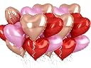 AMFIN (Pack of 20) 18 Inch Heart Foil Balloons - Red, Rose Gold & Light Pink gallery image