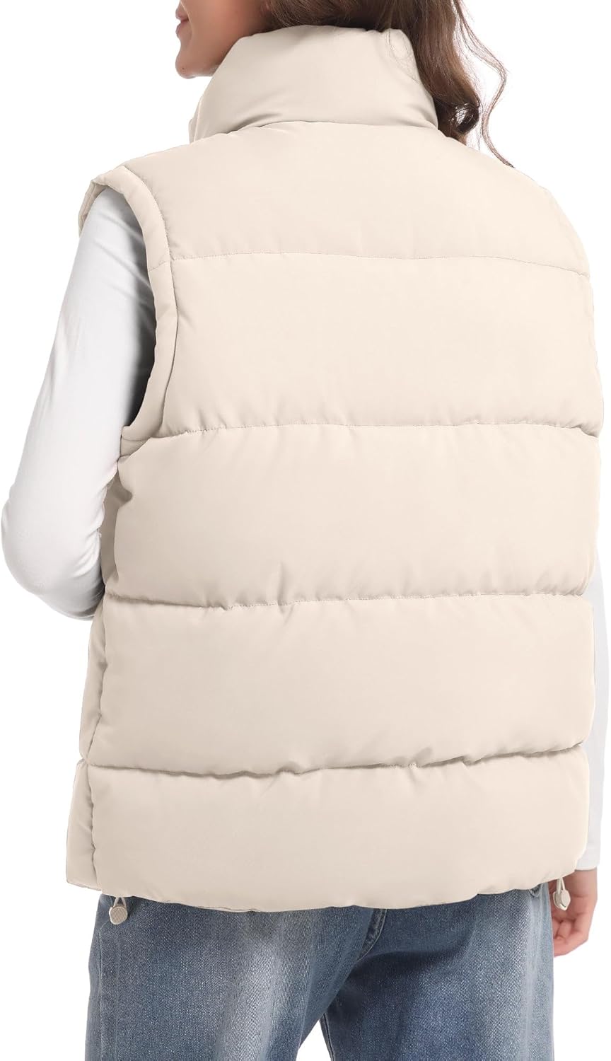 WHN Women's Puffer Vest Outerwear Lightweight Winter Warm Zip Up Stand Collar Sleeveless Padded Jacket with Pockets S-XL - Image 2