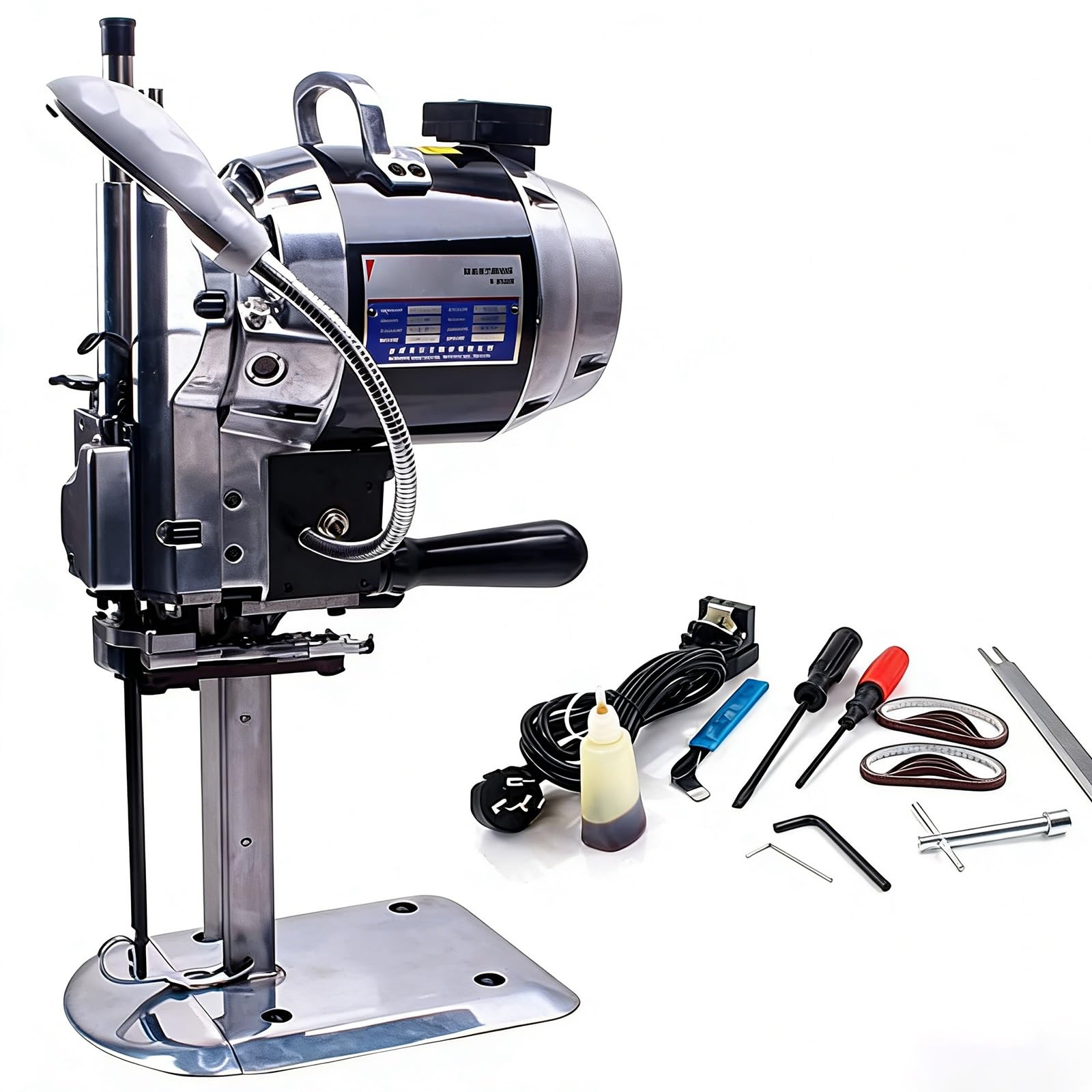 Máquina De Corte Vertical Eléctrica; Máquina Industrial Con Luz Led, Afilado Automático Y Ajuste De Grosor De 110 A 340 Mm; Para Textiles, Cuero Y Alfombras(12 in)