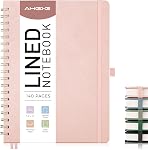 AHGXG Lined Spiral Notebook, 110 Pages, A4 Size (8.5" × 11") | PU Leather Cover, 100 GSM Paper, for Students & Professionals, School, Work & Daily Writing (Rose gold)