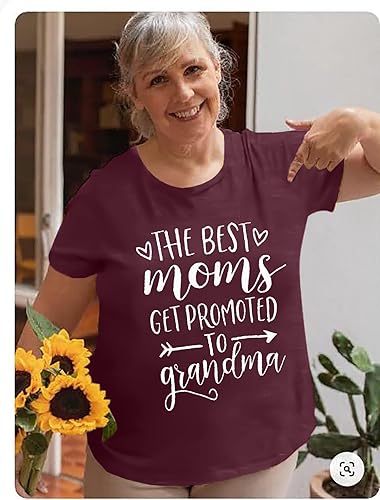 Miniatura 6 de Camiseta de manga corta para mujer, con texto en inglés "Get Promoted to Grandum", camiseta casual de regalo para abuelas