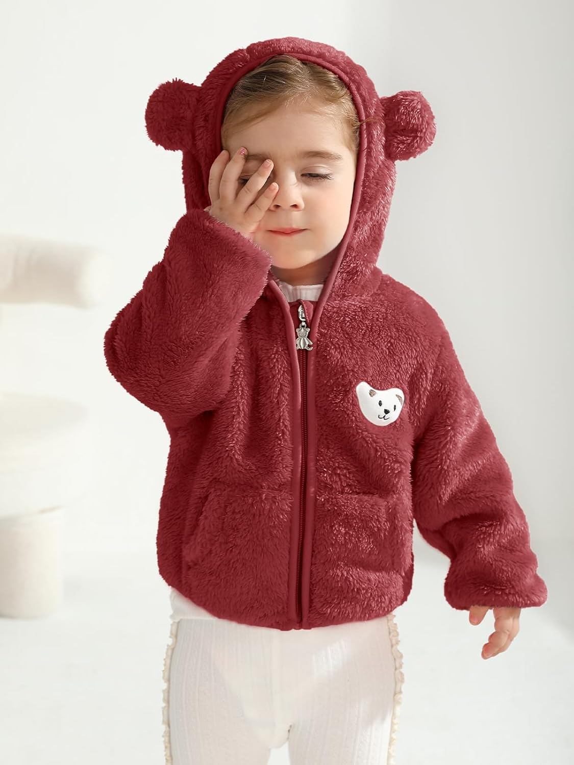 Baby Boys Girls Fleece Jackets Zip Up Hoodies Cute Bear Coats Fall Winter Fuzzy Jacket Newborn Boys Girls Outwear - Image 2