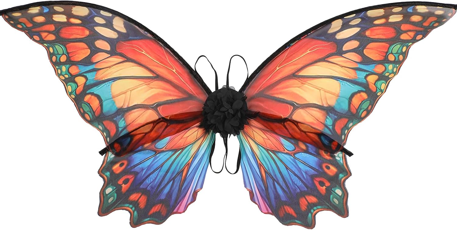 RENEMEGO Fairy Wings for Adults Women - Butterfly Wings Fairy Costume for Dress Up Halloween Costume (Single-Sided Pattern)