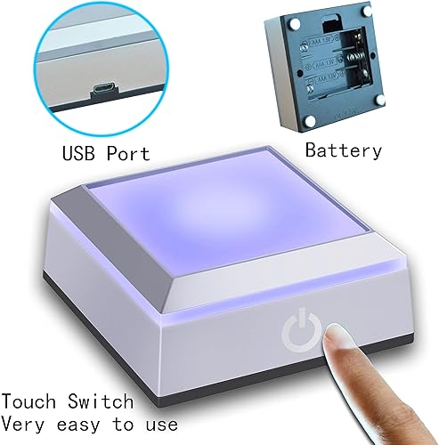 Miniatura 8 de hochance Base de cambio de luz LED colorida, pedestales de pantalla táctil multicolor para cristal 3D acrílico o materiales transparentes y