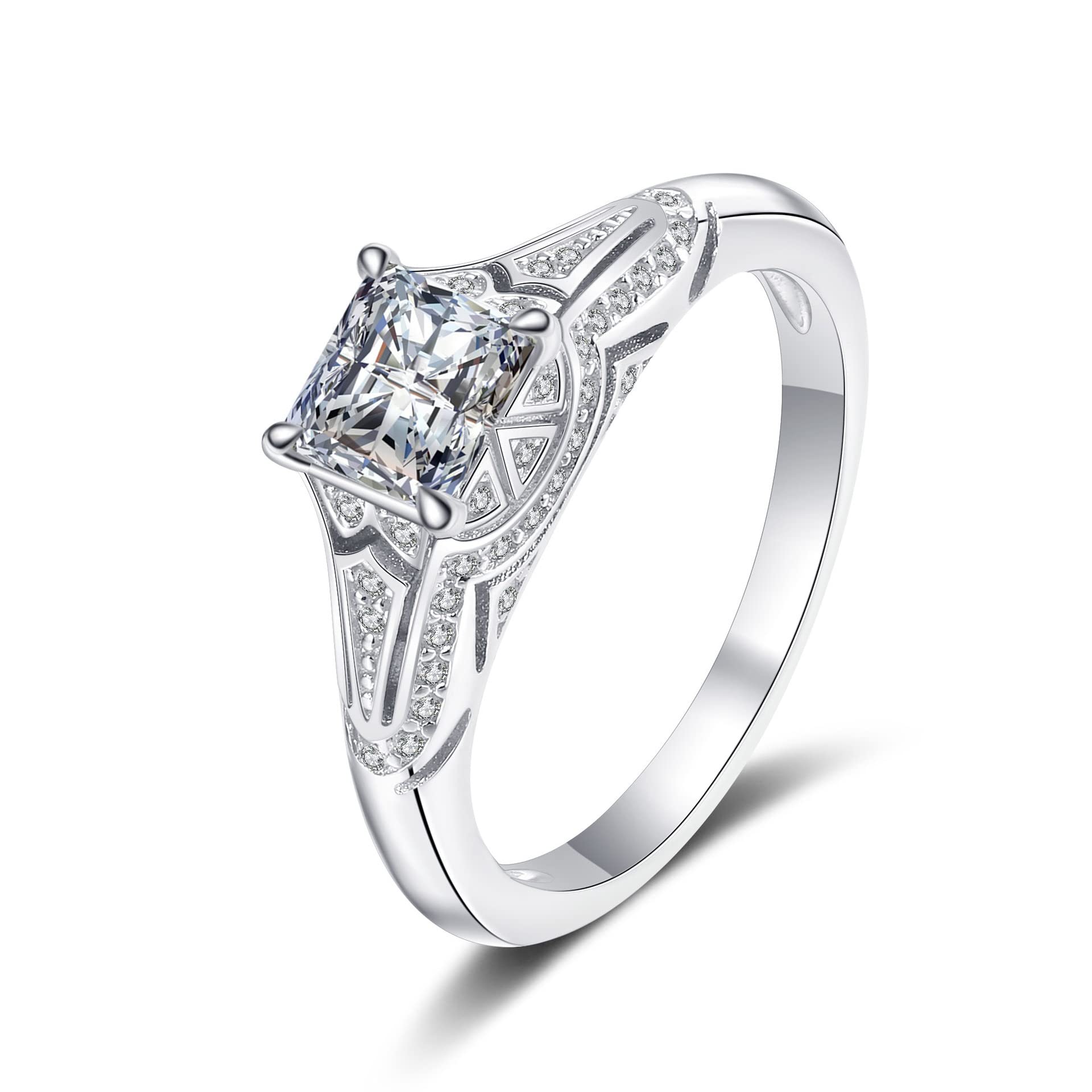 Bague moianite 2ct argent 925 platine StarGems - 8