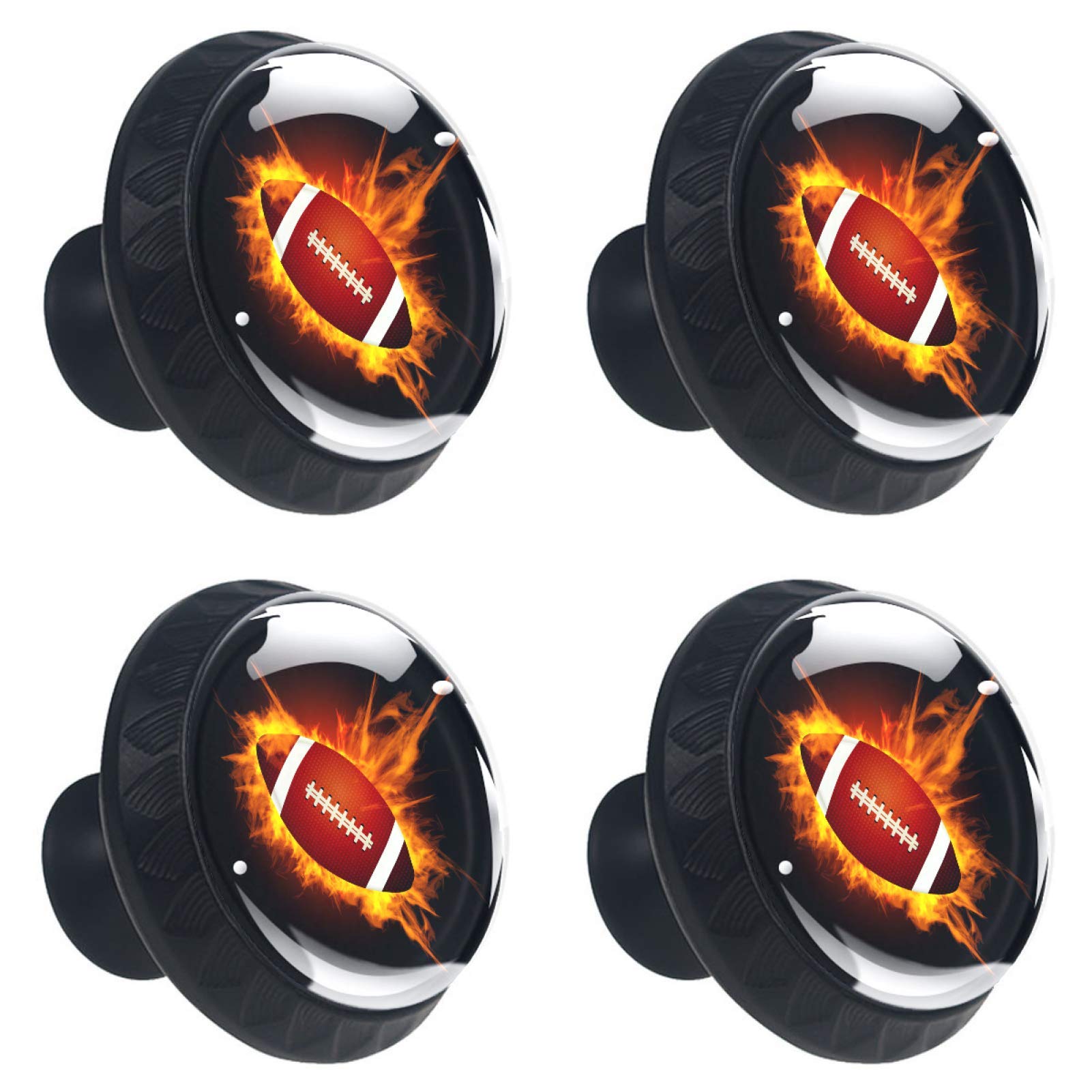 Boutons de tiroir rugby en verre multicolores x4 noir meuble cuisine