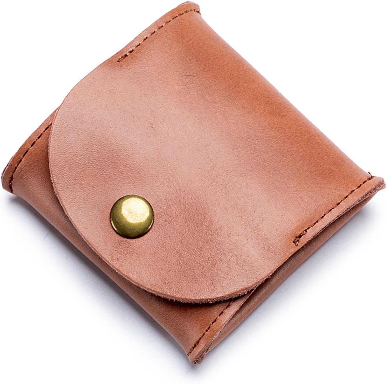 Rustic Leather Coin Purse – Handmade Mini Squeeze Pouch for Coins, Jewelry, Earphones | Snap Closure, Fashion Design, Ultra-Portable (6 Colors) – Gifts for Men & Women (Brown)