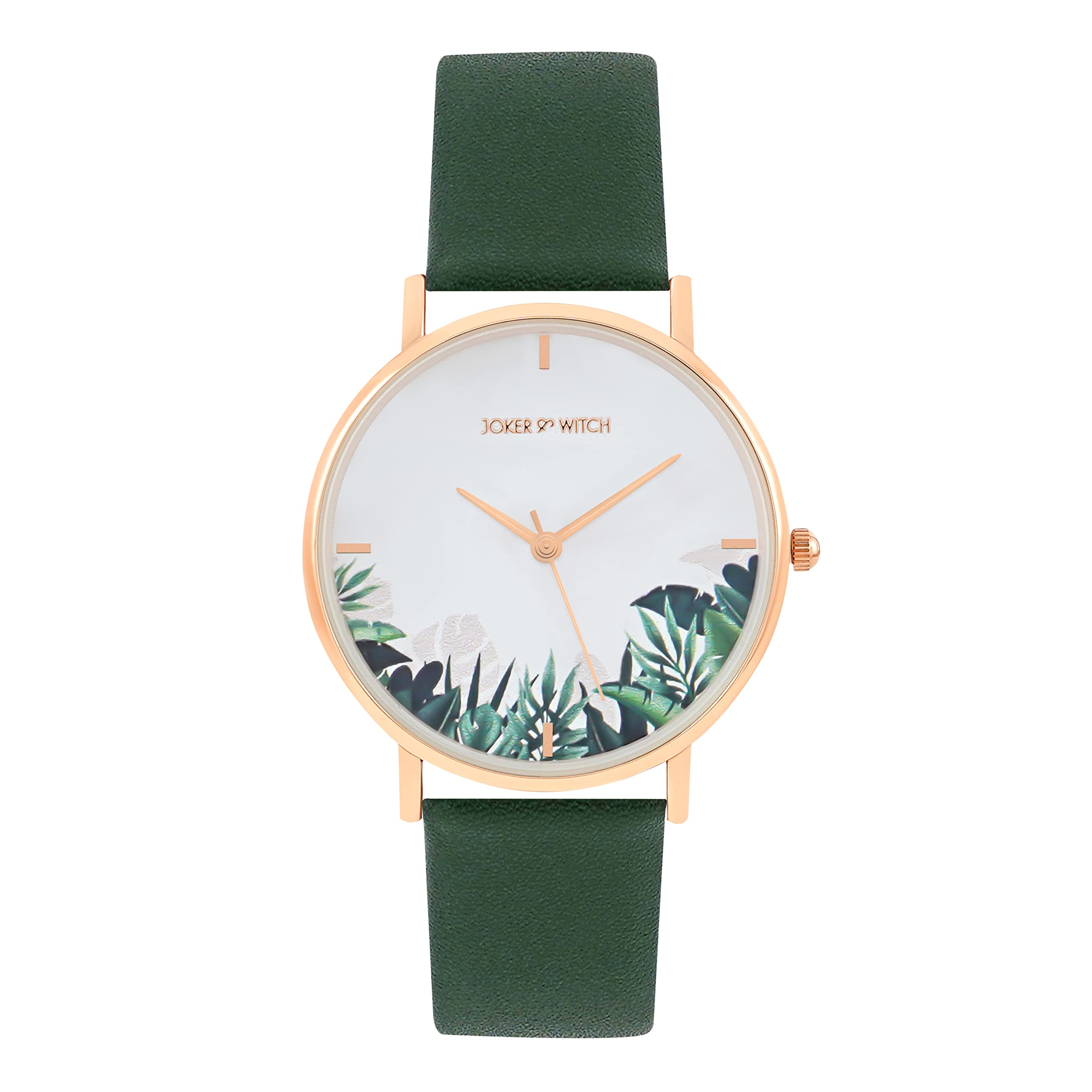 Joker & Witch Leaf Bay White Dial Dark Green Faux Leather Analogue Watch for Women (B0BJ7C4CYS) Amazon Price History, Amazon Price Tracker