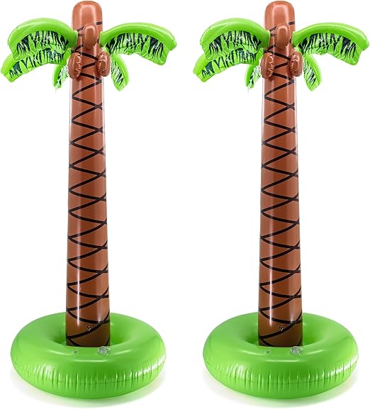 Super Sturdy Inflatable Palm Tree | 66’’ Giant Artificial Tree, Luau Party Decorations, Outdoor Decor, Beach Accessories, Hawaiian Decorations, Tropical Theme Birthday & Outdoor Toys | 2 Pack