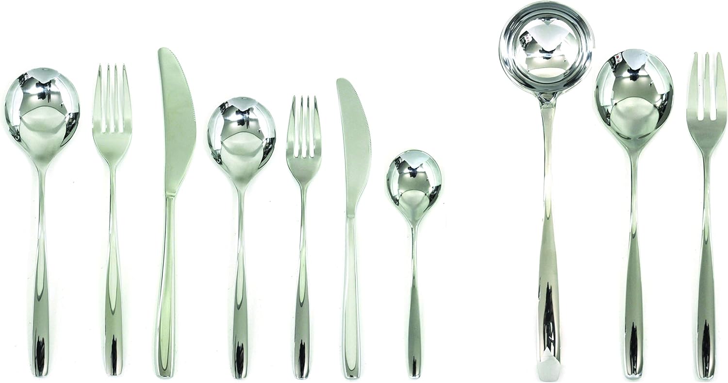 MEPRA Morgana 87 Pcs Flatware Set – Metallic Tableware, Dishwasher Safe Cutlery (102722087)