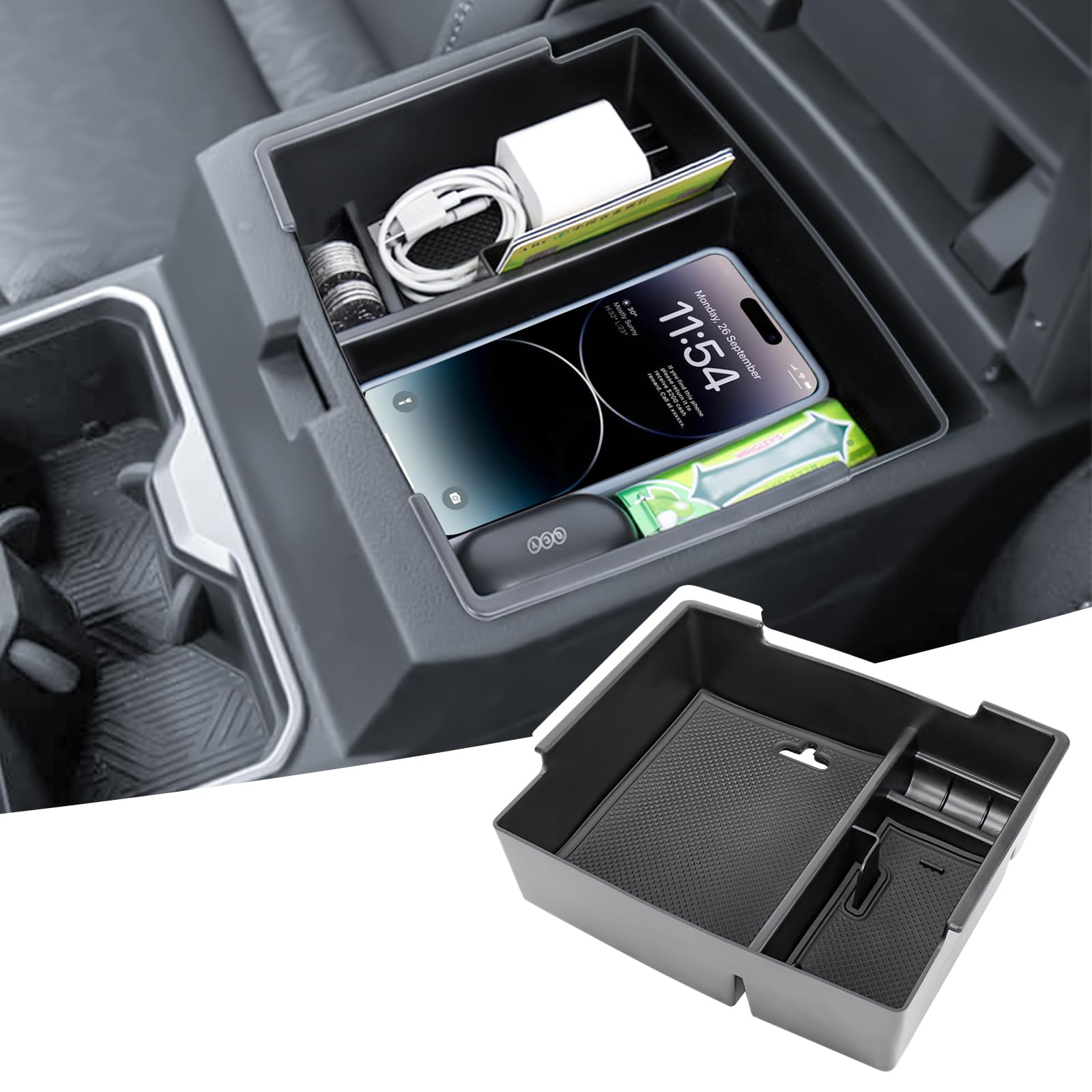 Center Console Organizer Compatible with 2024 2025 Toyota Tacoma Console Armrest Storage Box Interior Insert Storage Tray Secondary Accessories