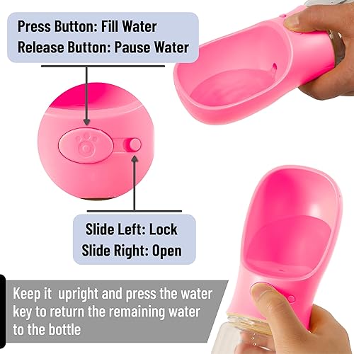 Miniatura 2 de Mr. Pen Botella de agua portátil para perros, 19 onzas, rosa, dispensador de botellas de agua para perros de viaje, no apto para lavavajillas