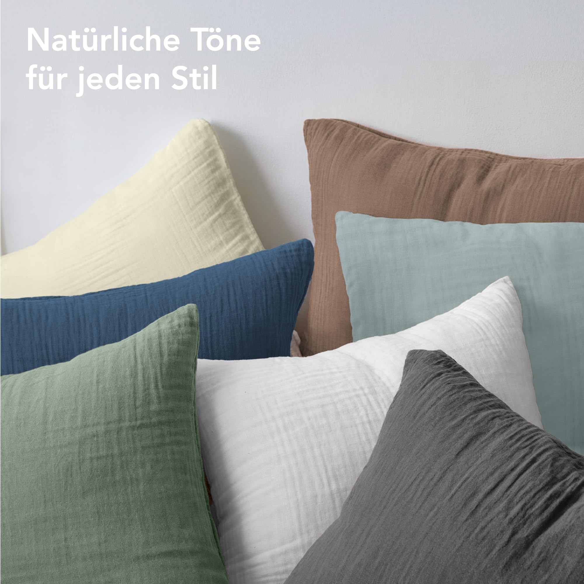 Dreamzie Musselin Bettwäsche 135x200 cm aus 100% Baumwolle – Bettwäsche Set mit 1 Bettbezug und 1 Kissenbezug 80x80 cm – Oeko-Tex Bettwäsche mit Reißverschluss – Taupe