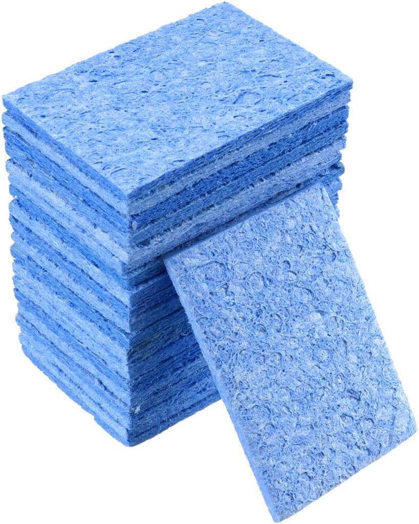 uxcell Soldering Sponge 50.4x35.2x2.9mm for Iron Tips Cleaner, Rectangle Blue 20pcs
