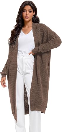 Womens Long Cardigan Sweaters Solid Loose Fit Open Front Fall Winter Coat