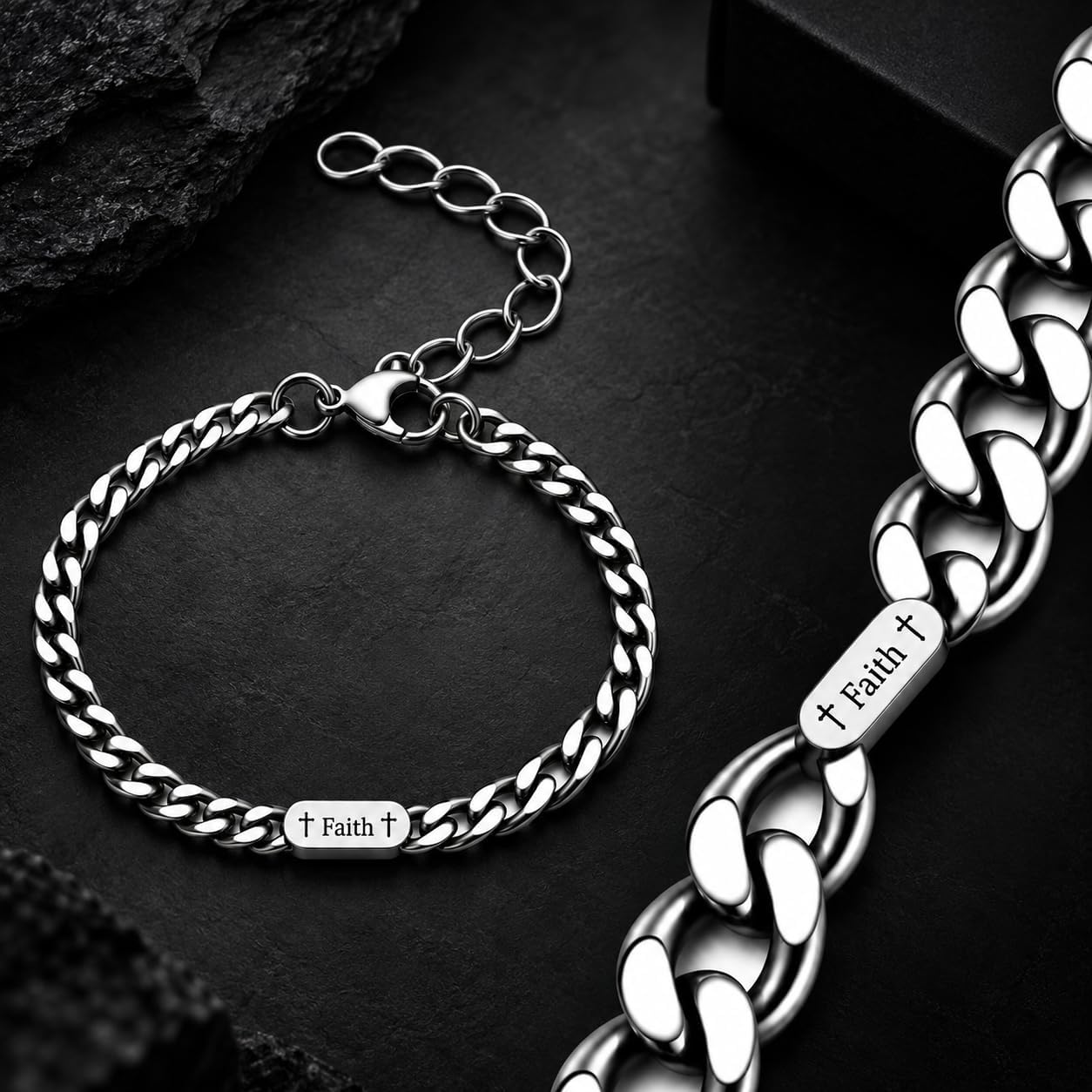 Men's Stainless Steel Silver Bracelets ,Silver Engrave Christian Bracelets for Men, Stainless Steel Bracelets ,Stainless Steel Bracelets for Men,Stainless Steel Mens Silver Bracelets Gifts for Men Jewelry .