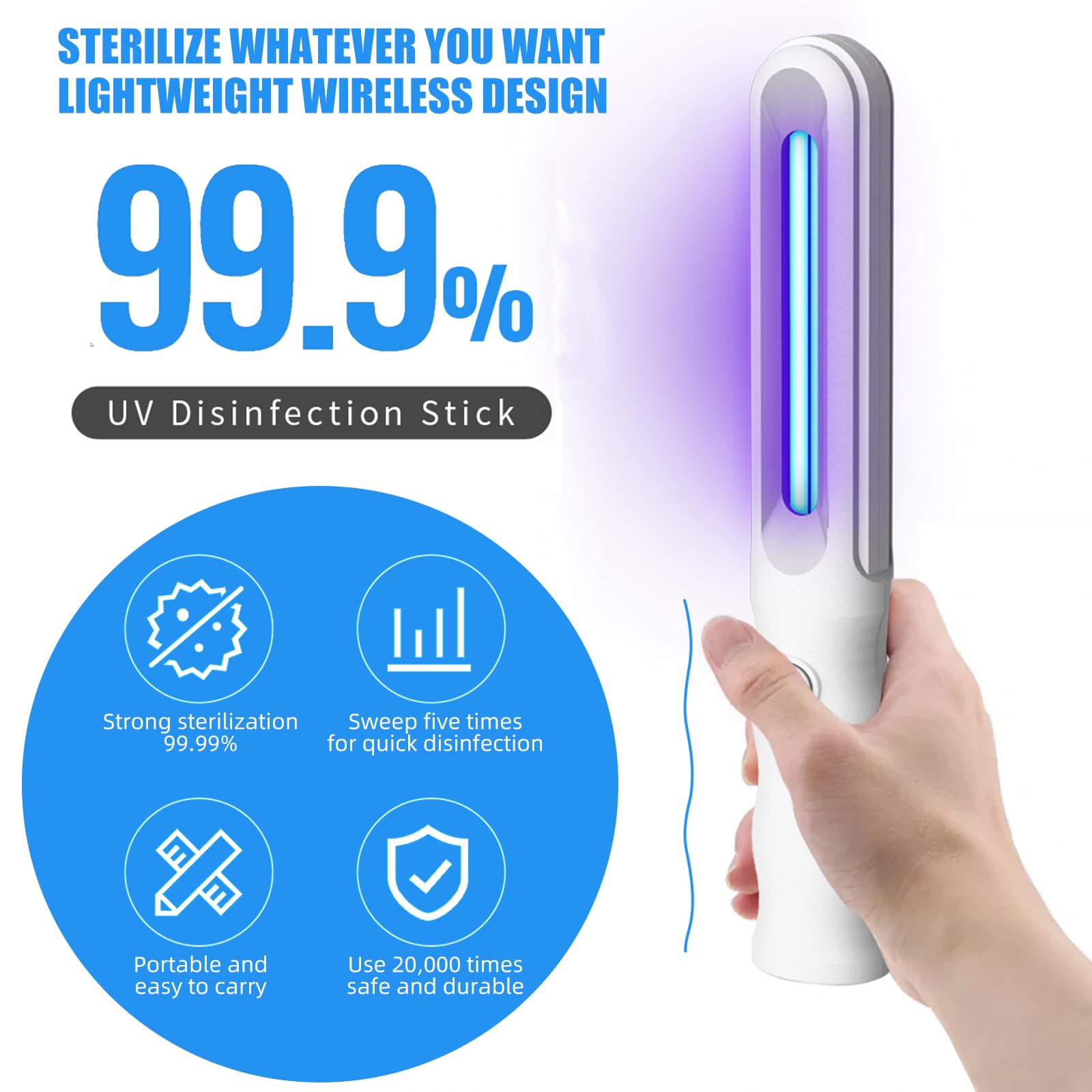 UV Light Sanitizer Wand, Portable UV Light Disinfection Lamp - Image 2