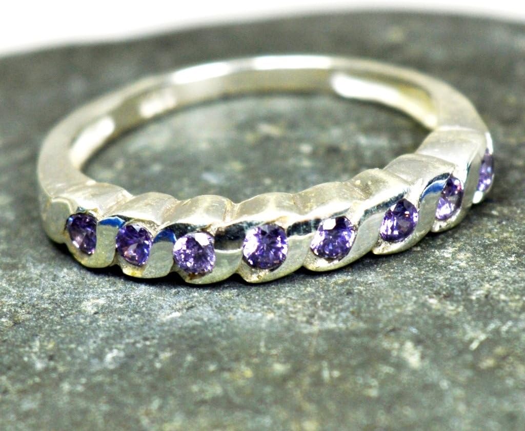 Natural Purple Amethyst Ring for Girls Feburary Birthstone Sterling Silver Handmade Size 4-13