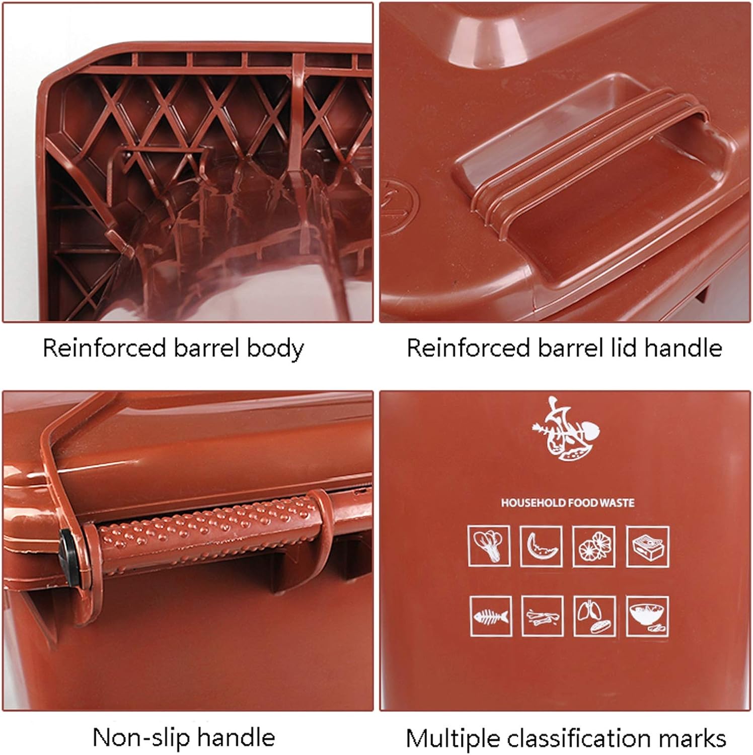 Dustbin 26.4 Gallon Outdoor Trash Can with Lid Large Capacity Plastic Commercial Garbage Can Long Cylindrical Outdoor Sorting Trash Can 4 Colors Trash Can (Color : Blue Size : 100L) (Brown 100L)