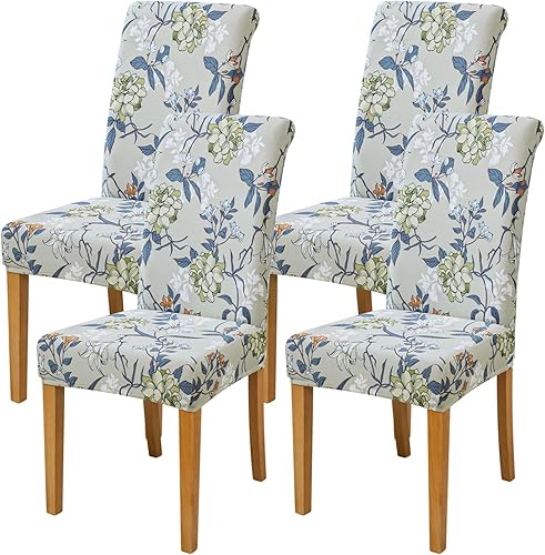 Vista 12 de FORCHEER Juego de 6 fundas para sillas de comedor, fundas elásticas para sillas de cocina, 6 piezas, fundas para silla Parson, paquete de 6, Flores