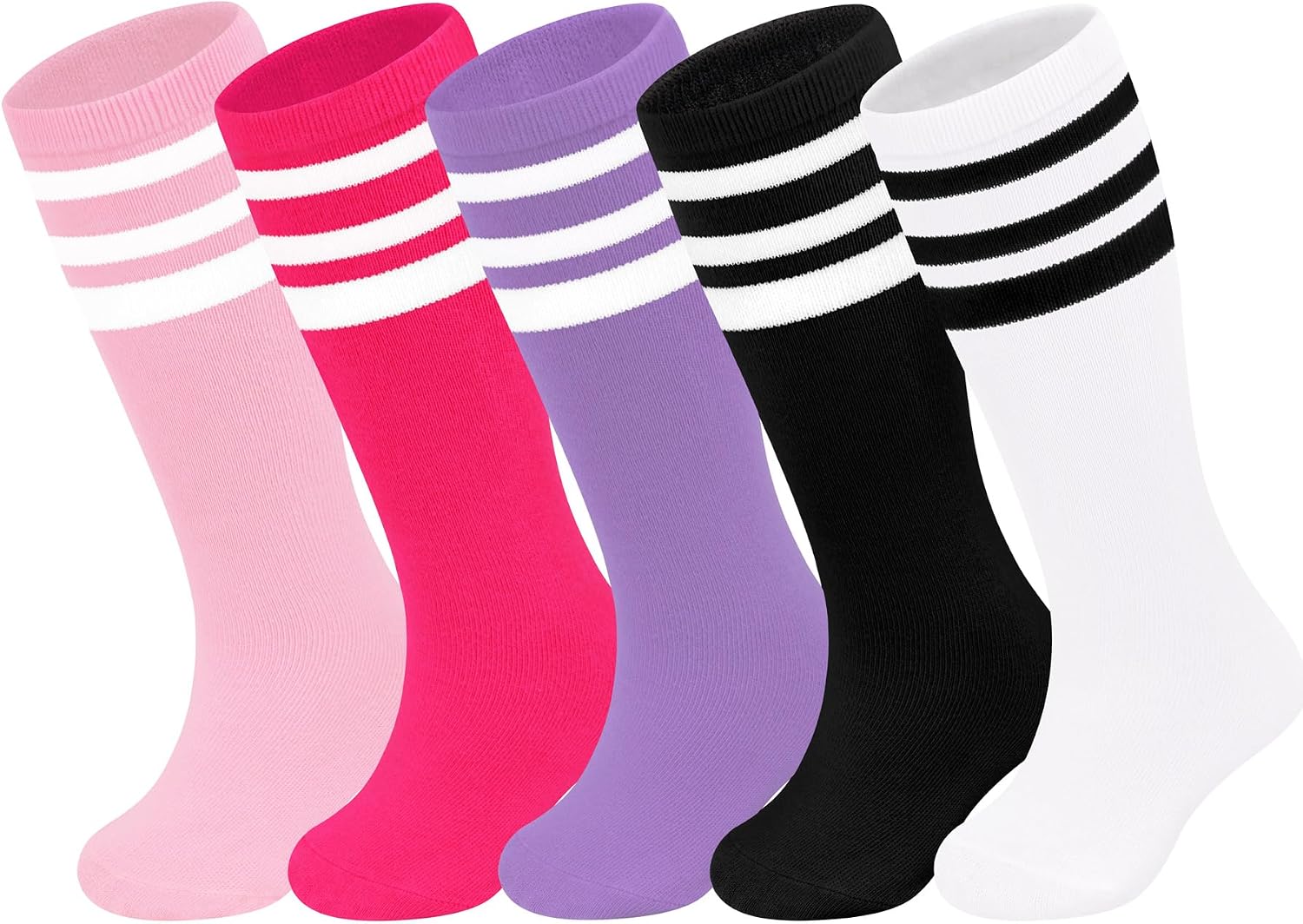 Olreco 5 Pack Toddler Kids Soccer Socks Youth Baseball Socks Youth Boys Girls Knee High Softball Football Accessories Cotton