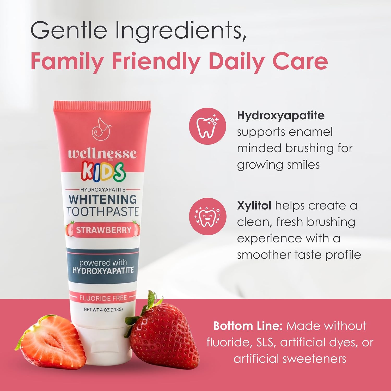 Hydroxyapatite Toothpaste, Whitening, Fluoride Free, Strawberry 4 Oz 3-Pack image 3