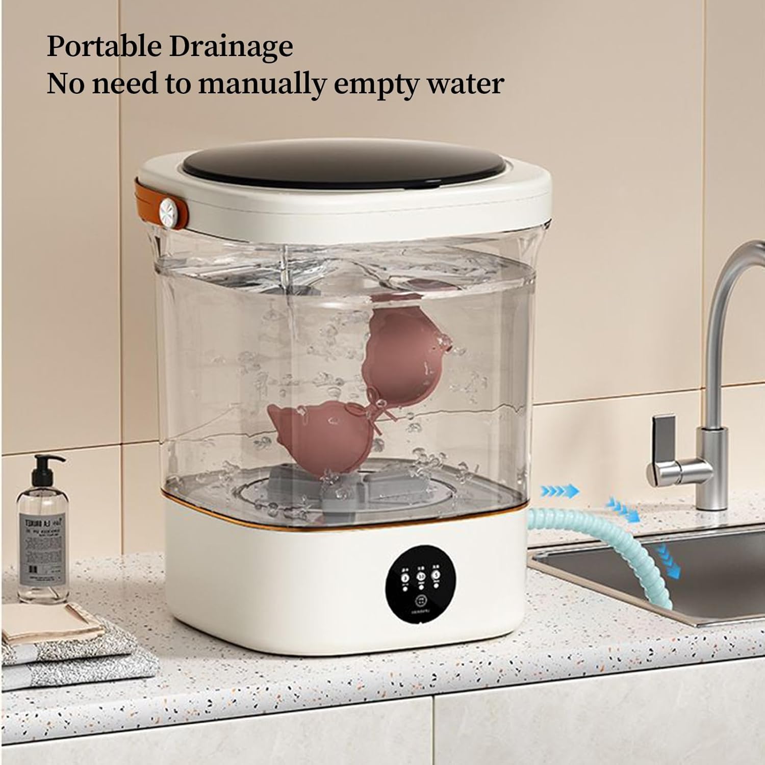 Underwear Washing Machine, 12L Mini Laundry Washer, 3 Gear Smart Panty Washer, Portable Compact Washing Machine, Energy-Saving Quiet, for Sock, Towel, Bra, Panty, Apartment, Camping