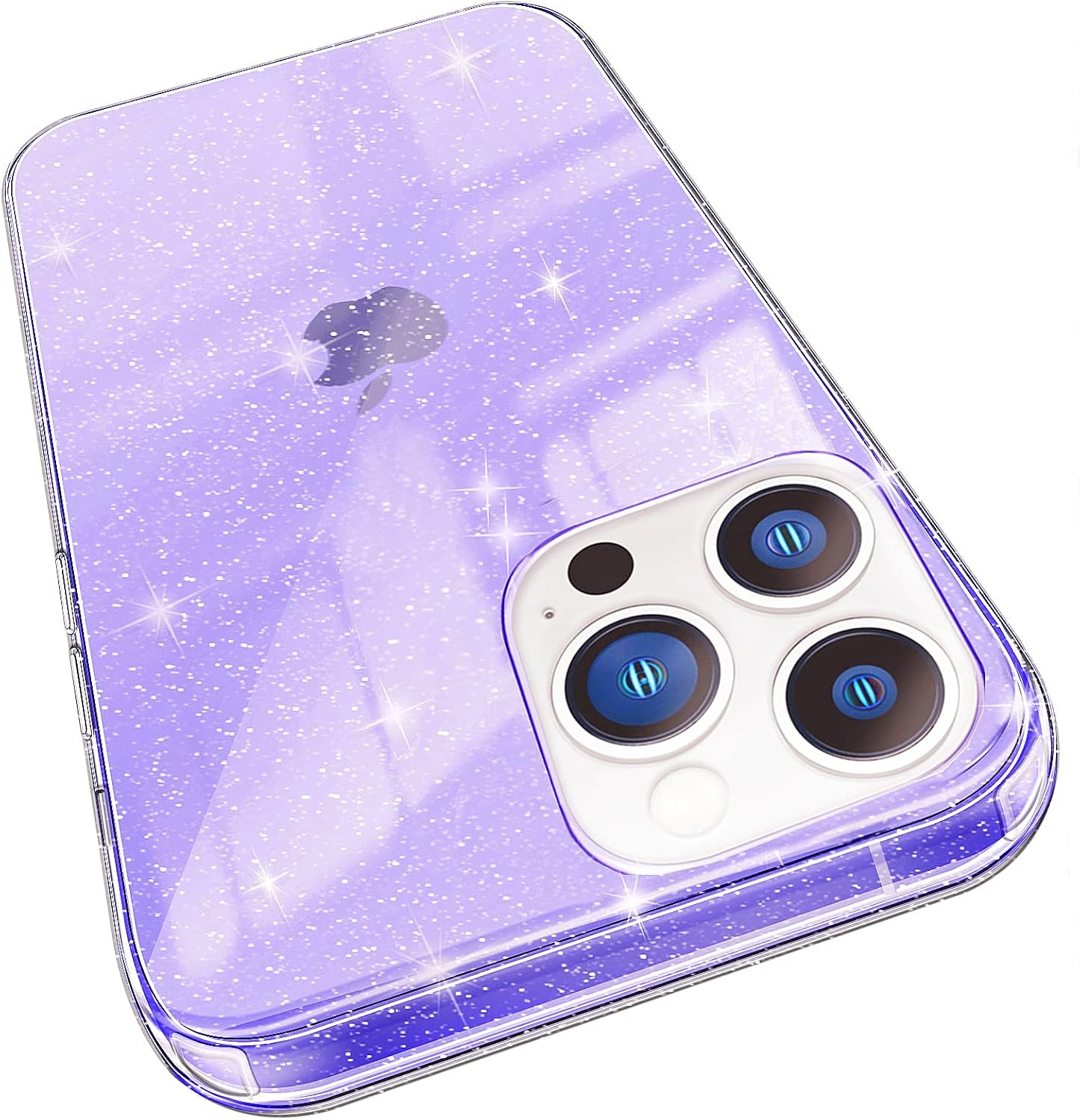 ABenkle Compatible with iPhone 12 and 12 Pro Case, Slim Fit Hybrid Glitter Bling Sparkly Case for Women Shockproof Protective Flexible Bumper Cover for iPhone 12/12 Pro 6.1-Inch 2020, Purple Glitter