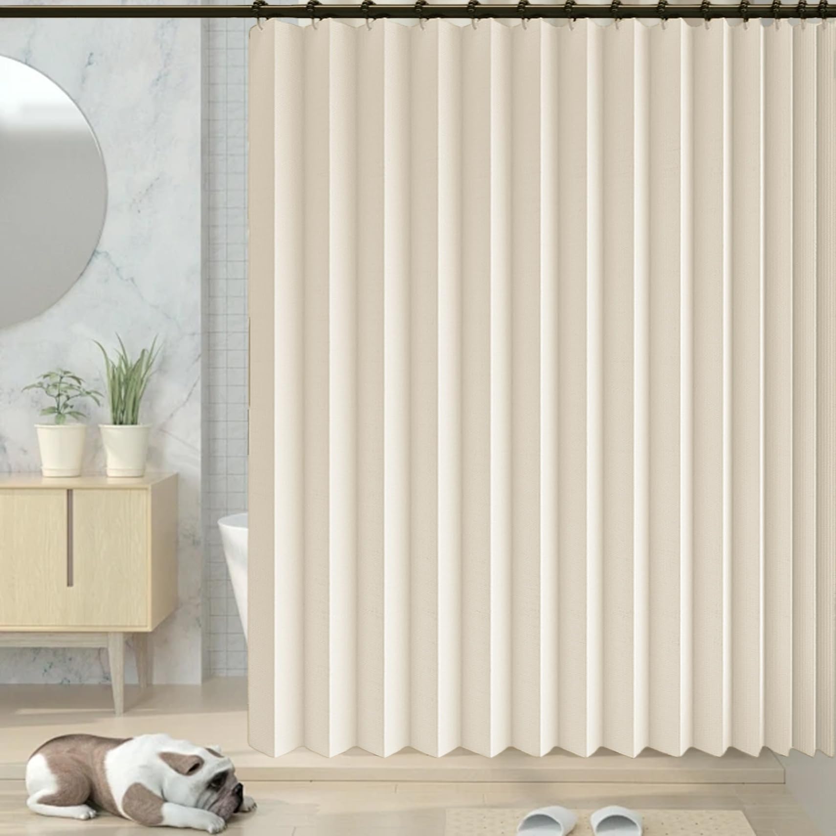 Rideau thermique magnétique de porte pliant beige pour couper le froid