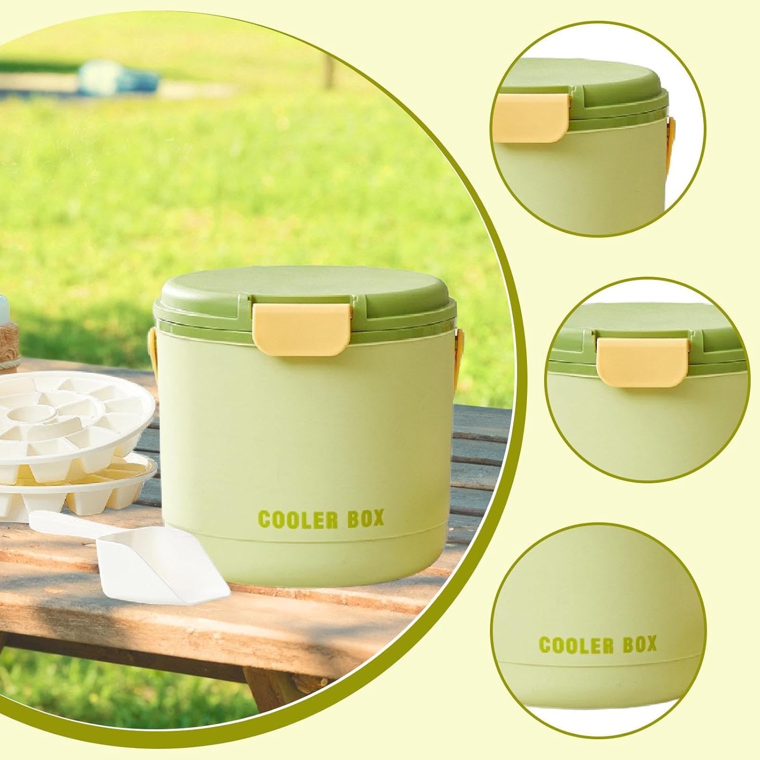 Insulated Ice Bucket Ice Tray 2.6L with Lid and Handle Indoor Outdoor Box Storage Bin for BBQ Picnic Dining Restaurant