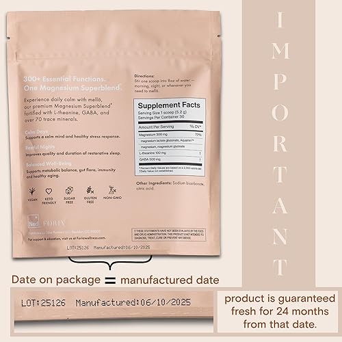 Miniatura 2 de Ned - Mellö Naked Magnesium Superblend - Mezcla de bebida - Complejo de magnesio con glicinato de magnesio y L teanina 30 porciones - Apoya la