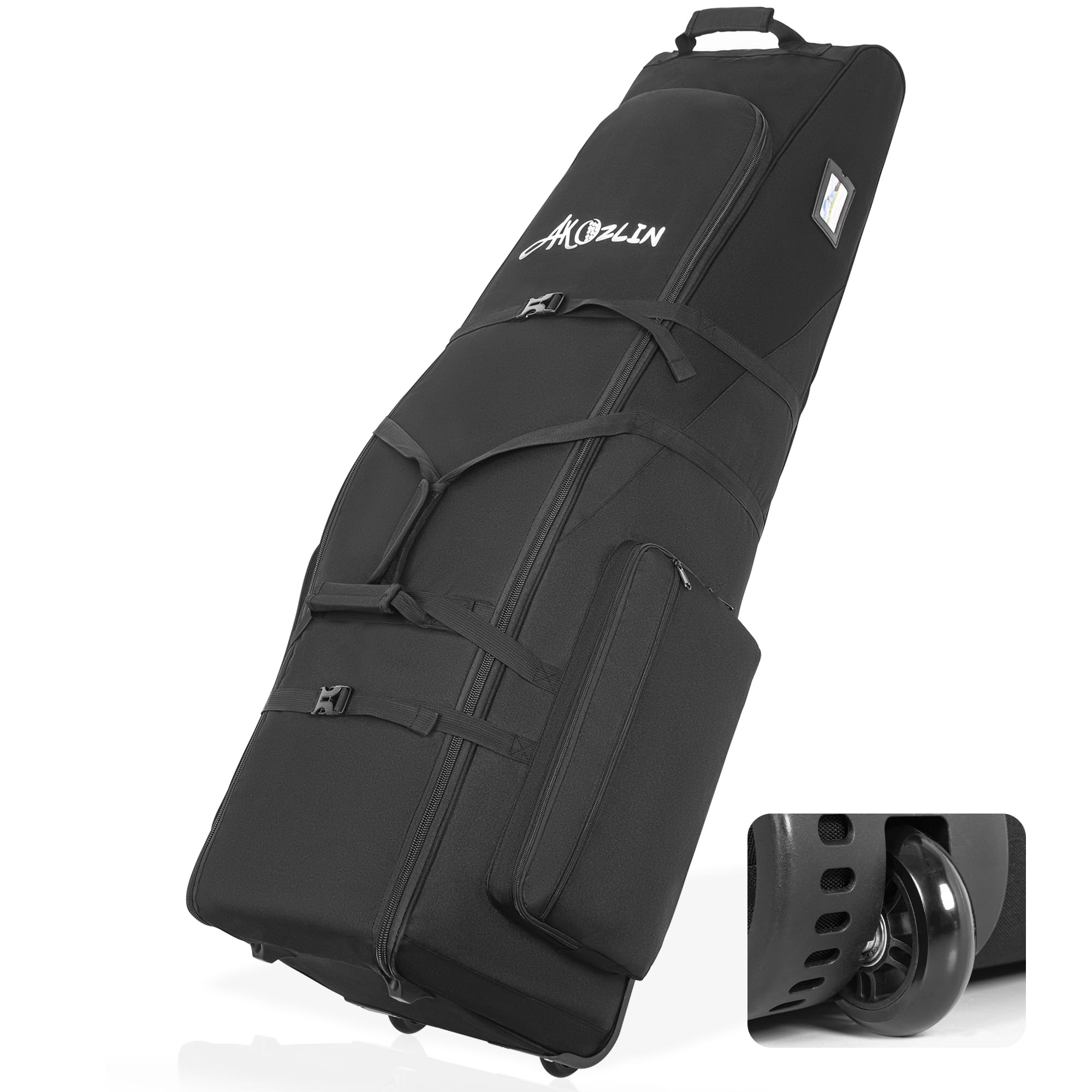 Sac de golf de voyage AKOZLIN avec roues 900D Oxford robuste rembourré pliable imperméable noir