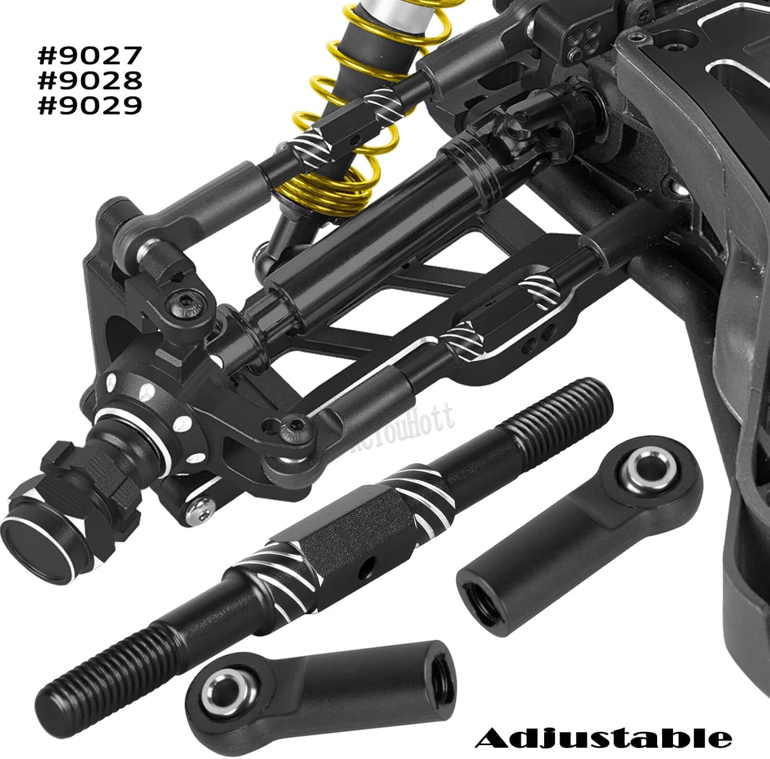 RC Upgrades Part for 1/10 Slash/Jato/Rustler/Stampede/Hoss 4X4 4WD VXL,A-Arms/Arm Mount/Caster Block/Steering Blocks/Stub Axle Carriers/Driveshaft/Camber Links/Wheel Hex/Nuts,Black