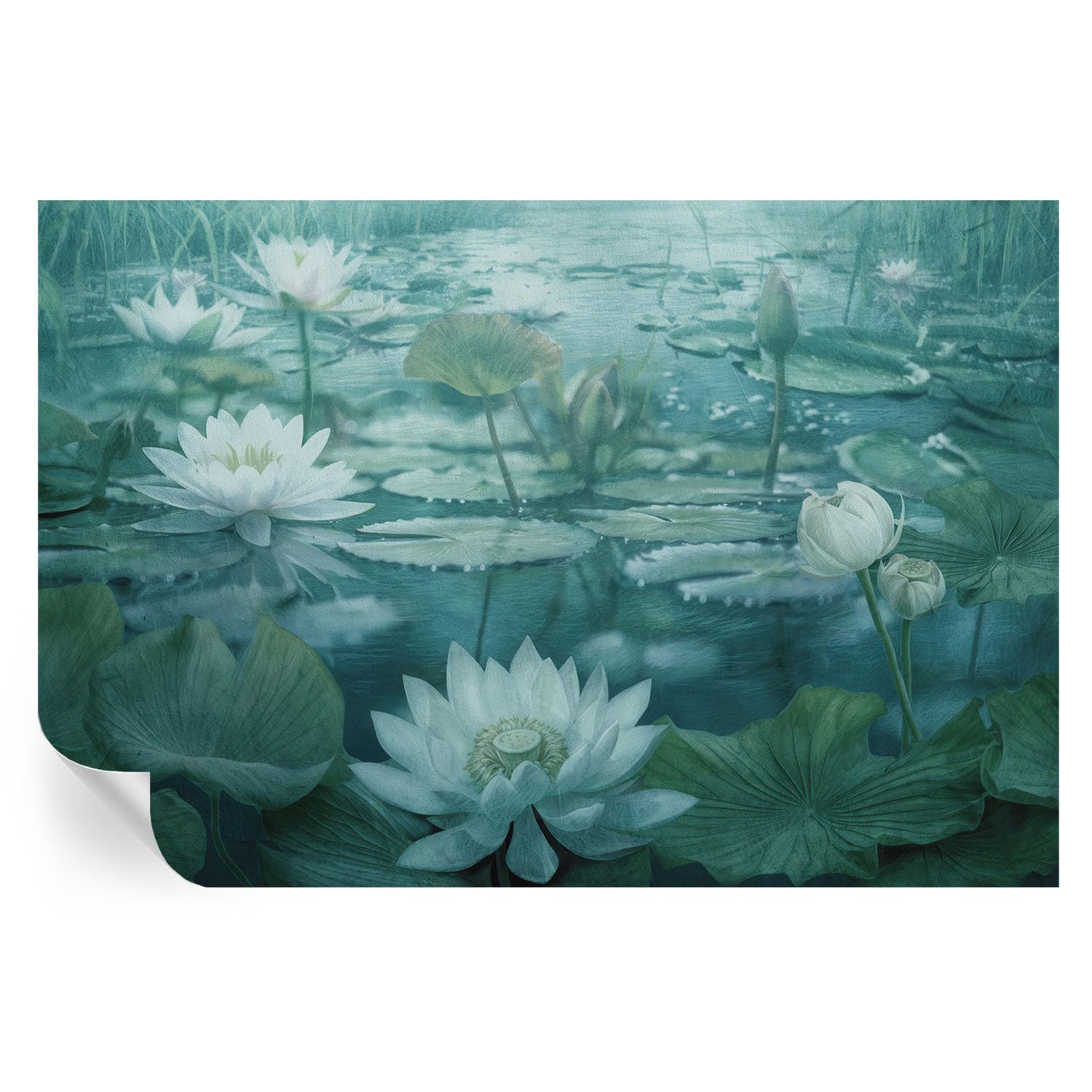 Papel pintado autoadhesivo de flores acuáticas 104x70 cm para la pared del salón grande