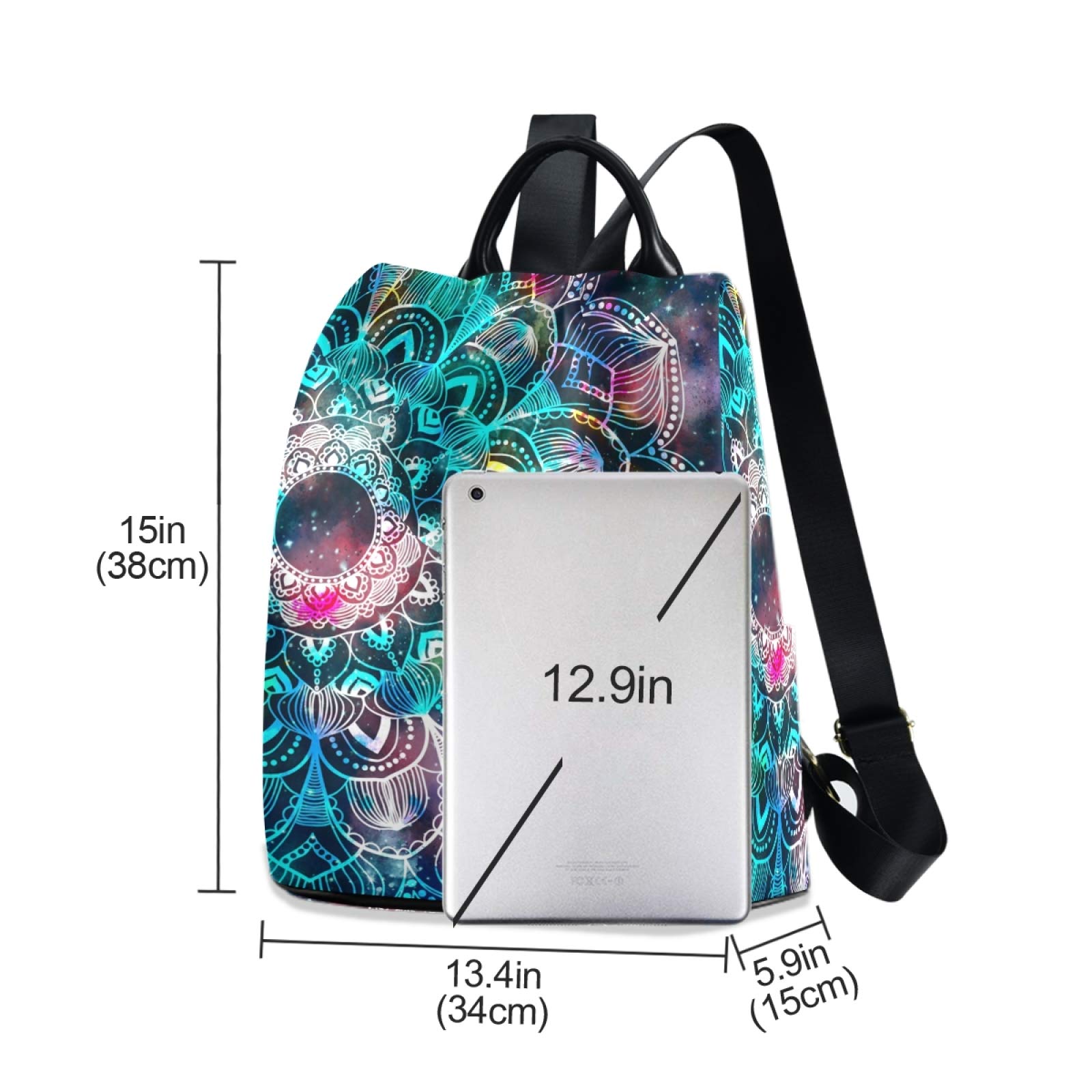 Amazon.com: ALAZA Galaxy Colorful Mandala Backpack Purse for 