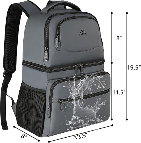 Miniatura 7 de MATEIN Mochila enfriadora, 26 latas, mochila térmica de almuerzo para hombres y mujeres, a prueba de fugas, de doble capa, mochila de almuerzo