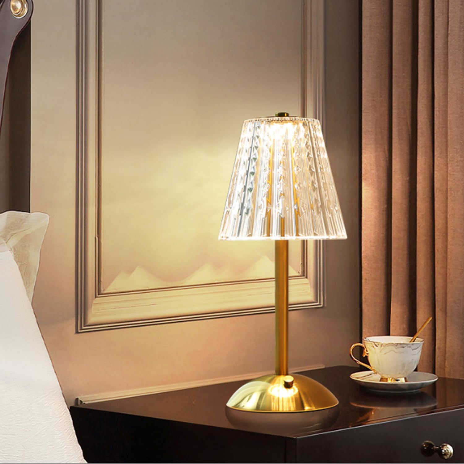 Lamp Kristallen lamp Slaapkamer nachtkastje Lamp Nachtparel Opladen Sfeer Touch Modern klein nachtlampje Dimbaar