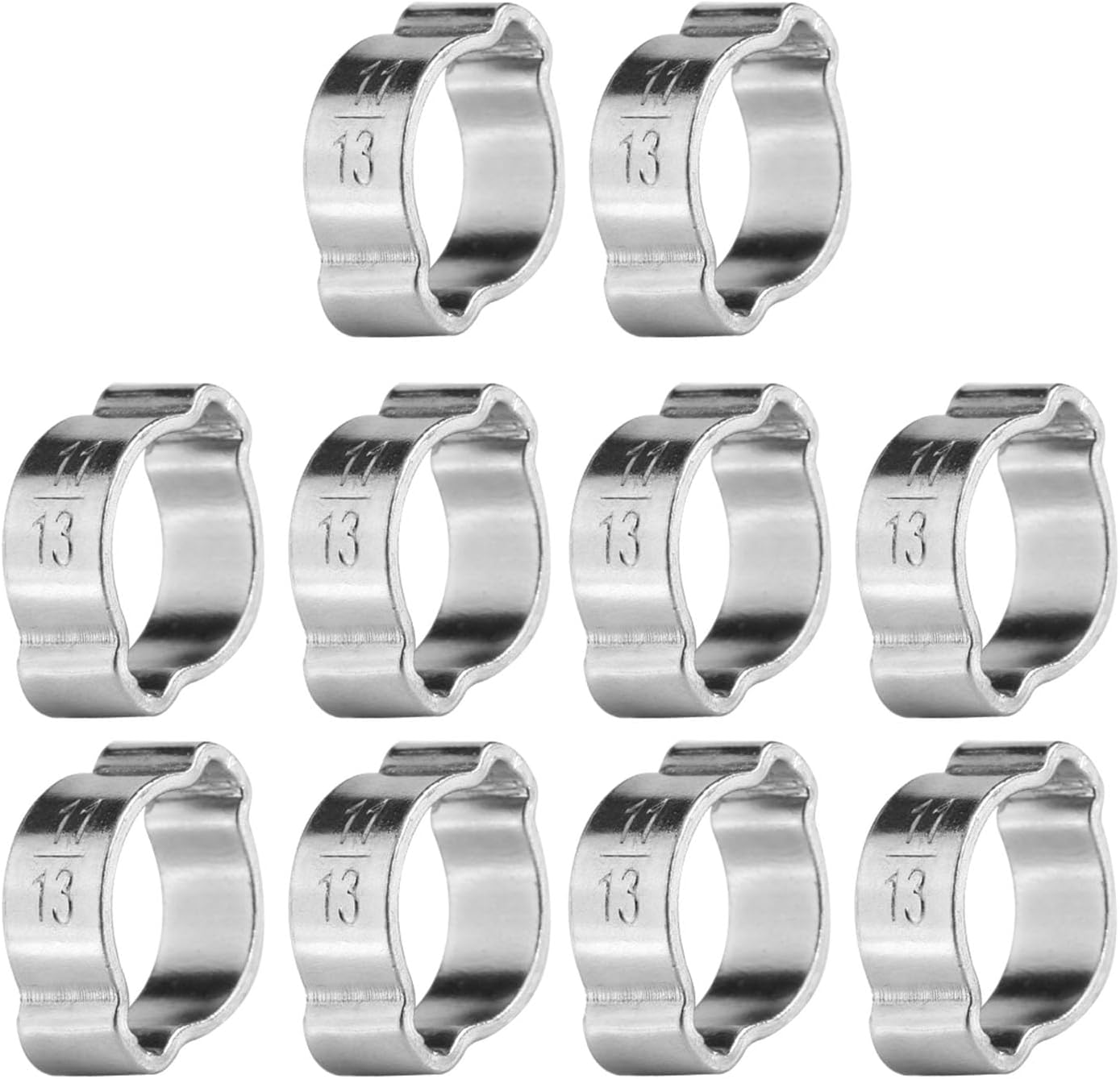 10pcs 5-23mm Zinc Plated Galvanized Iron Two Ear Clamps for Pipe D' (11-13mm)