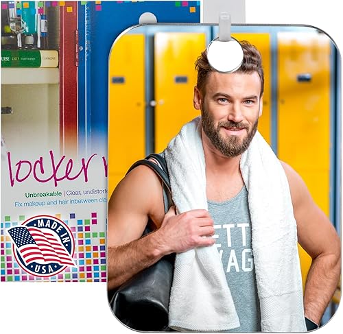 Miniatura 3 de Espejo de casillero para escuela, oficina, trabajo, con gancho adhesivo para colgar, irrompible, 6 x 4 pulgadas