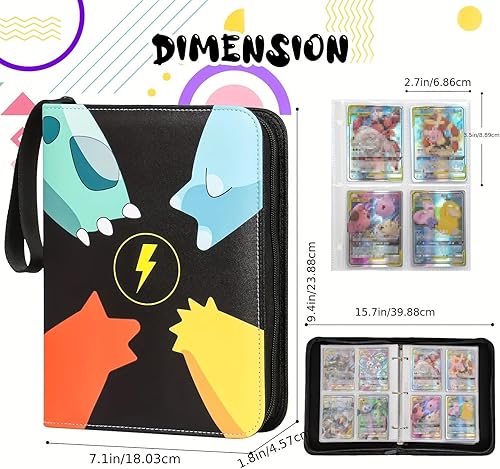 Miniatura 4 de Carpeta de tarjetas coleccionables con mangas, 400 bolsillos con 50 fundas extraíbles, álbum de coleccionista de tarjetas con funda de transporte