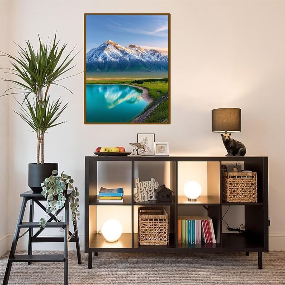 5D Diamond Painting Lago de montaña nevado Pintura Diamante Adultos, Diamond Painting Niños, DIY Cuadros de Diamantes Kit Adultos, para Navidad Decoración de La Pared Del Hogar Regalos 70x100cm t-4904