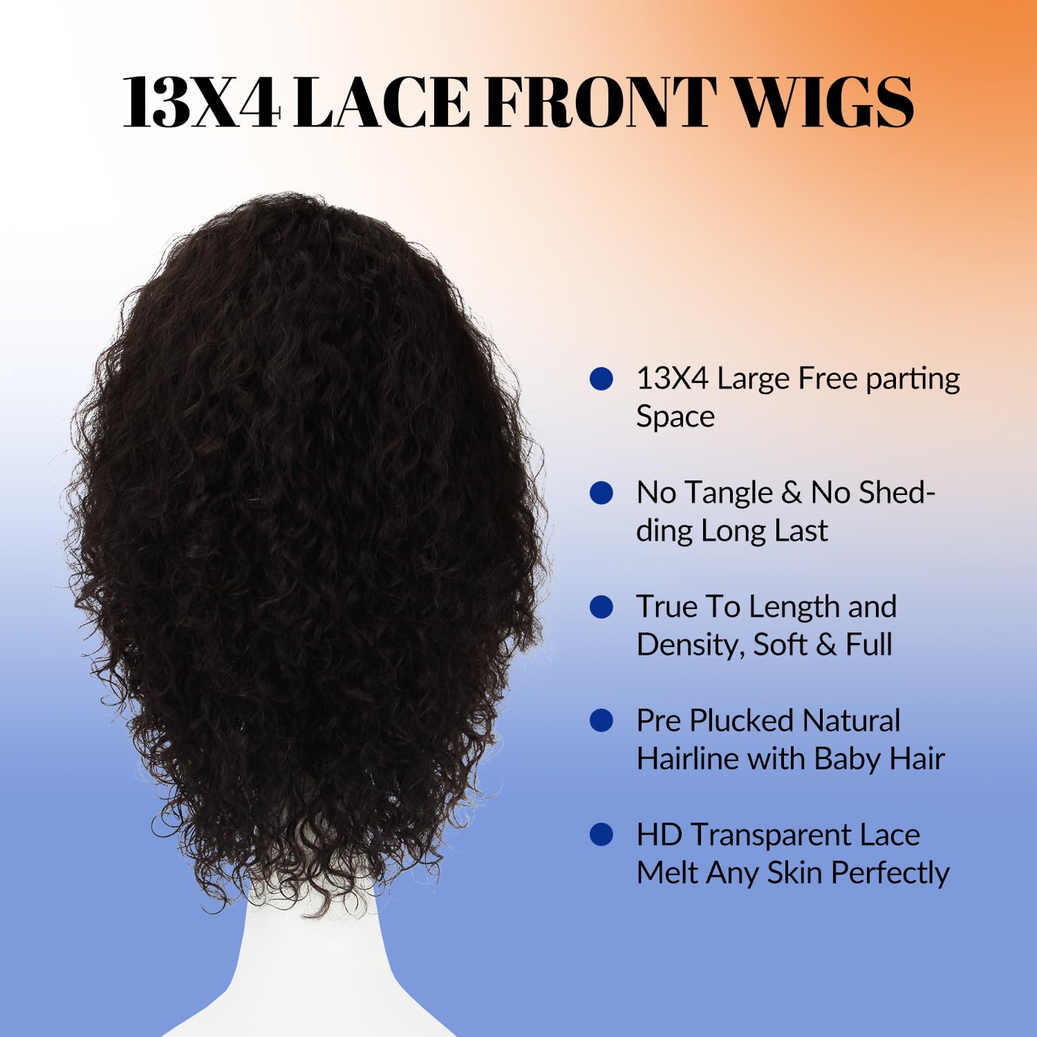 WORLDSTAR Lace Front Wigs Human Hair Water Wave Wigs for Black Women Curly Natural Black 14 Inch 120G Human Hair Wig Natural Baby Hair 100% Unprocessed Human Hair 13x4 Free-Style Parting (wig#B-533)