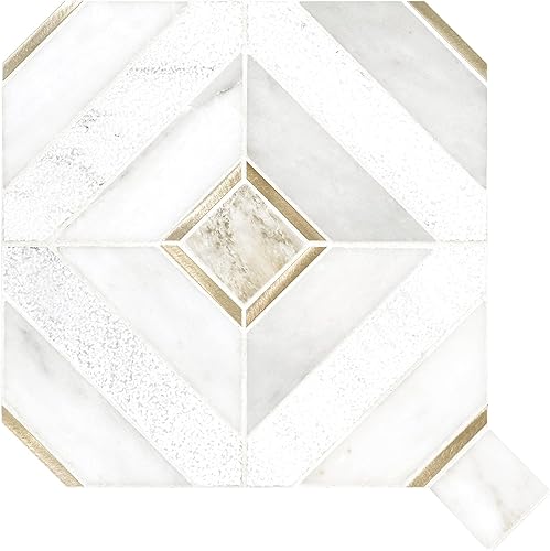 Miniatura 4 de MSI Verona - Patrón dorado x 11.85 pulgadas de pared de mosaico montado en malla de mármol, piso, placa de pared de cocina y azulejos geométricos,