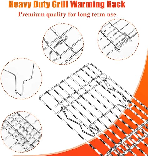 Miniatura 5 de Hisencn Rejilla universal para parrilla de gas, pellets de madera, planchaahumador, estante de calentamiento ajustable, estante superior con pata