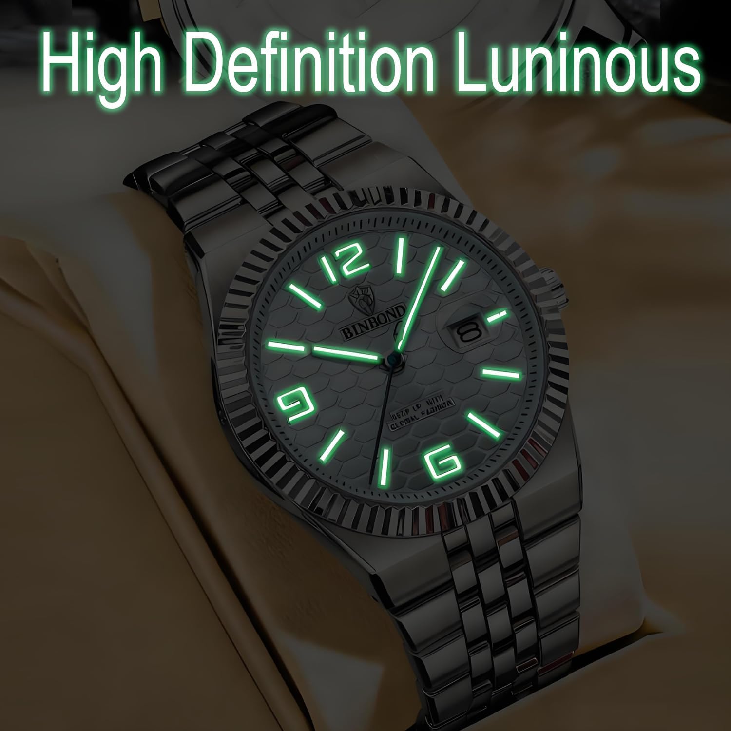 Mens Watches Stainless Steel Classic Business Waterproof Easy to Read Watch for Men with Date Chronograph Luminous Luxury Wrist Watches for Men