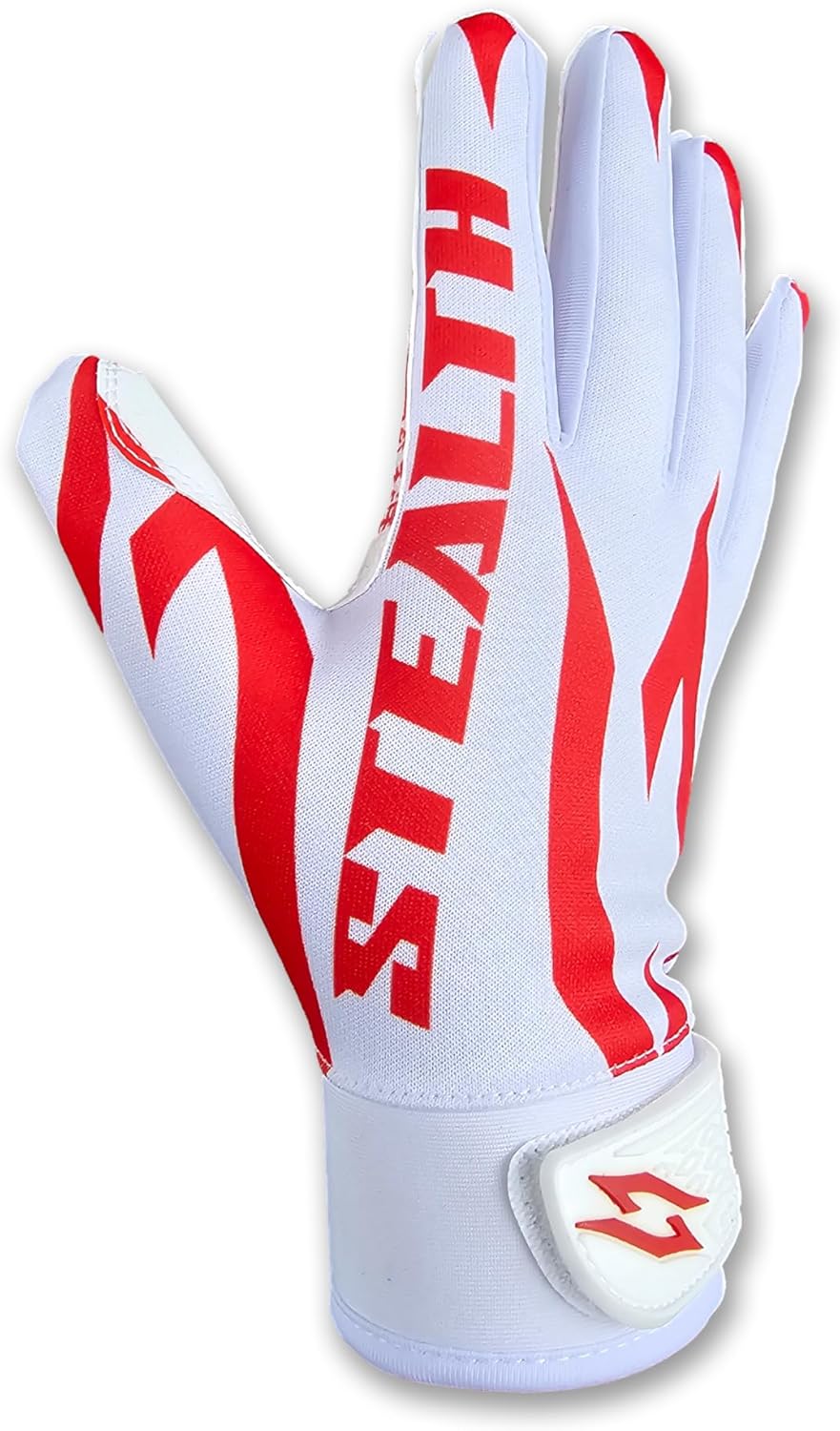 Stealth Football Receiver Gloves White - Battle College Lineman Football Receiver Gloves Be a Villain Not a Joker Adult Men Youth Boys Small to XXL Sizes